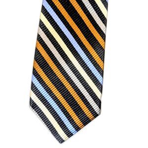 Vintage Robert Talbott Estate Silk Necktie Multi-Weave Gold Black Gray Blue